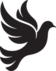 Obraz premium Elegant Black and White Dove Silhouette in Flight Symbolizing Peace Freedom and Spirituality Ideal for Logos Designs and Creative Projects with a Minimalist Aesthetic