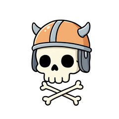Cute Skull in Helmet: Cartoon Illustration