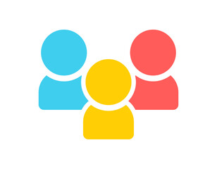 3人の人物のバストアップのカラフルなシルエットアイコン･ピクトグラム -グループ･多様性のイメージ