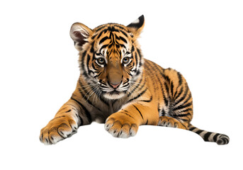 Obraz premium Yawning Tiger Cub: Isolated Wildlife Photography