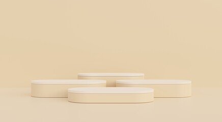 Beige podium, beige background for beauty products, fashion, cosmetics, spa, natural empty beauty cream, 3d render.