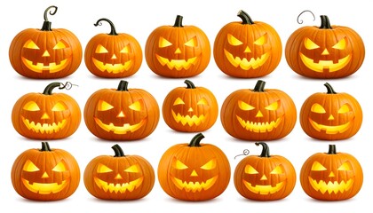 Halloween pumpkins on white background