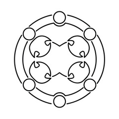 Fototapeta premium Minimal line art of group therapy circle showing support and healing vector line art on white background.