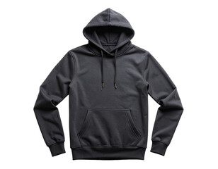 Flat-Lay Mockup of Black Hoodie Sweatshirt – Isolated on Transparent Background