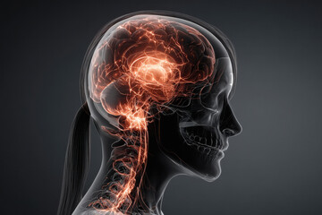 cutaway view illustration of a woman's head