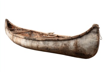 Aged wooden canoe, weathered and worn