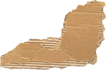 Torn piece of brown cardboard with rough edges isolated on white background for creative use in design, crafts, or packaging