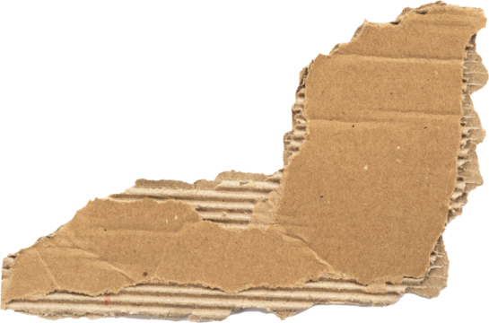 Torn piece of brown cardboard with rough edges isolated on white background for creative use in design, crafts, or packaging