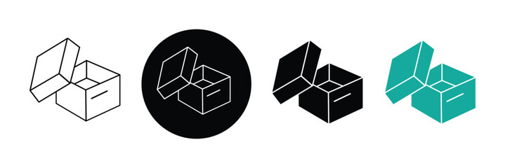 Box editable stroke pictogram and minimal thin line web icon set. Outline icons collection. Simple vector illustration.