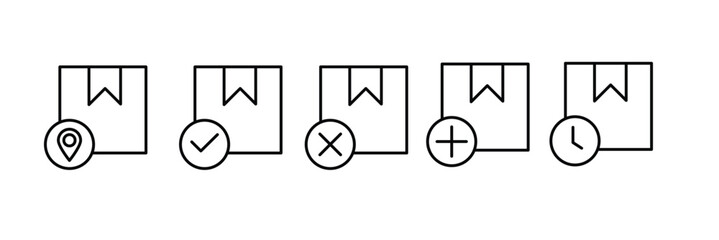 Box editable stroke pictogram and minimal thin line web icon set. Outline icons collection. Simple vector illustration.