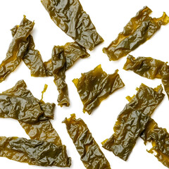 Dry crispy nori seaweed isolated on white background