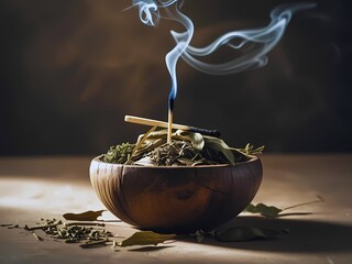 Mystical Herbal Still Life with Smoke