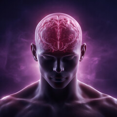 Human Brain Anatomy on dark background