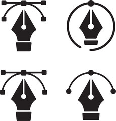 Pen tool cursor. Vector computer graphics. Logo for designer or illustrator. Design icon. The curve control points