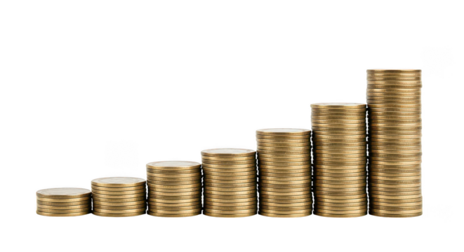 Growing Stacks Of Gold Coins