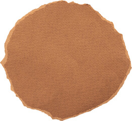 Brown textured paper circle isolated on white background for crafts and design projects