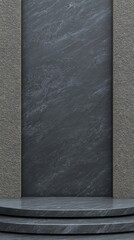 Multi Tiered Dark Speckled Platform with Stone Texture Backdrops for Presentation