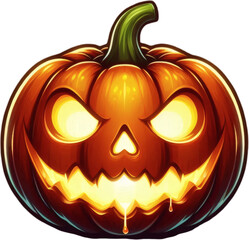 Glowing Halloween Pumpkin Jack O Lantern with Evil Face for Spooky Party Decoration
