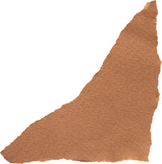 Brown torn paper texture isolated on white background for creative design projects and craft backgrounds