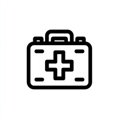 Obraz premium Simple black outline of a medical first-aid kit