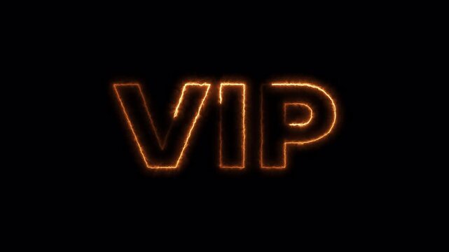 vip neon text animation used for exclusive events, access passes, luxury branding and elite membership visuals on black background.