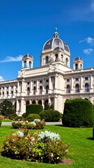 Obraz premium Grand European museum, landscaped gardens