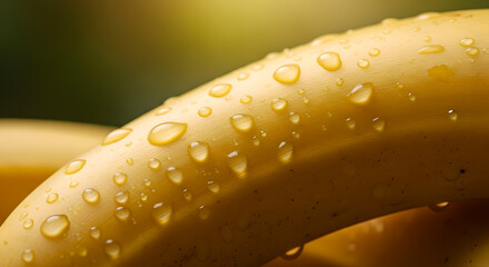 Fresh banana with water droplets showcasing fruit texture and highlighting natural ripeness for a healthy lifestyle