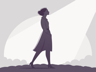 Elegant Female Silhouette in Backlight – Graceful Minimalist Woman Outline Vector – Fashion, Beauty, and Feminine Art Style for Modern Design