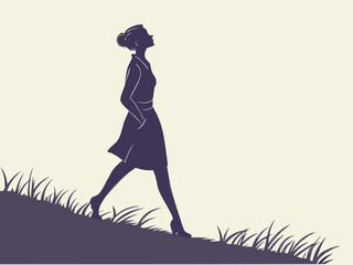 Elegant Female Silhouette in Backlight – Graceful Minimalist Woman Outline Vector – Fashion, Beauty, and Feminine Art Style for Modern Design