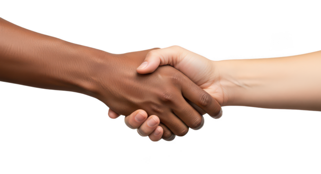 Interracial Handshake On Black Background