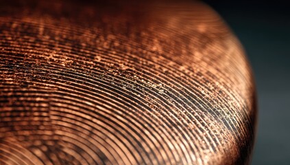 Close-up of a copper surface with concentric ridges