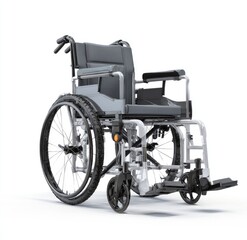 Fototapeta premium Gray wheelchair, front view, on white background