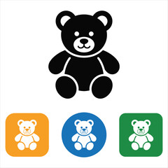 Black Teddy Bear Icon with Color Variations vector