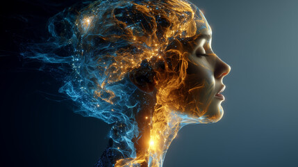  Human Profile Dissolving into Digital Energy