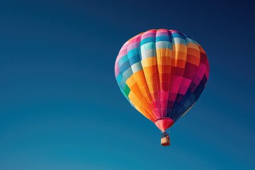 Fototapeta premium Colorful hot air balloon against a vibrant blue sky (2)