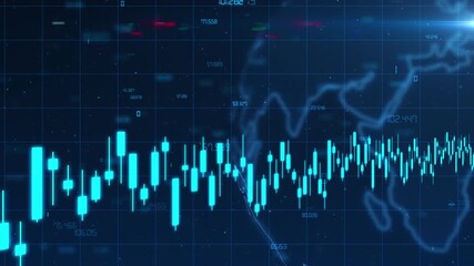 Global Stock Data Financial technology digital stock exchange graph candlestick trend currency economy background