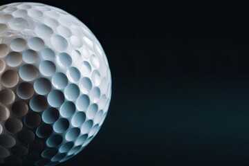 Close-up of a golf ball against a dark background