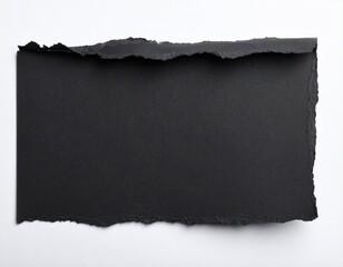 Obraz premium Torn Black Handmade Paper – Isolated Rough Edge Textured Sheet