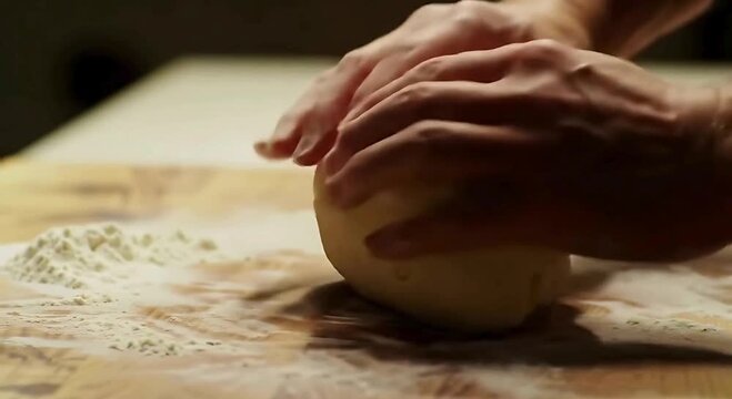 baker kneading dough on table, The Therapeutic Art of Kneading Dough | Relaxing Baking ASMR