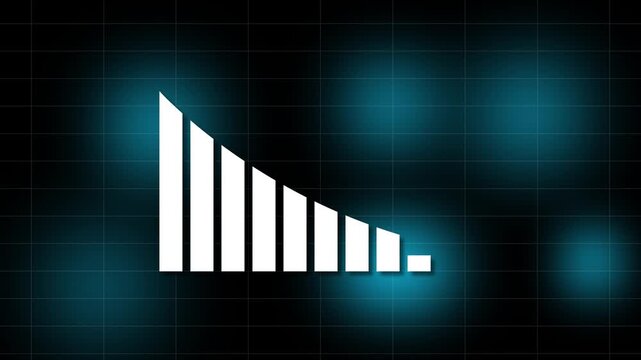 Transparent, Alpha Channel, Falling Chart with Arrow . Animated Financial Crisis Chart with Trend Line Graph, suitable for Decline Bar Chart of Economy. alpha channel only 4k