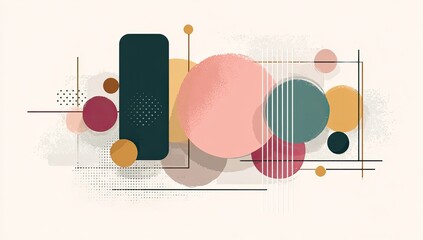 Abstract geometric shapes in muted colors. 