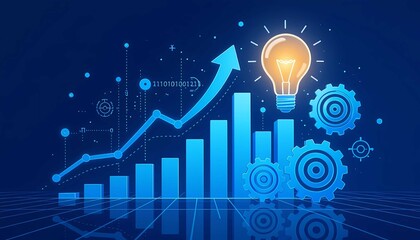 Innovative digital chart showing business growth with futuristic blue background