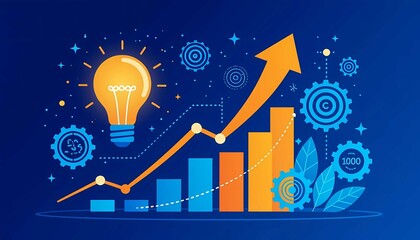 Creative idea with lightbulb, analytics, automation, and financial growth