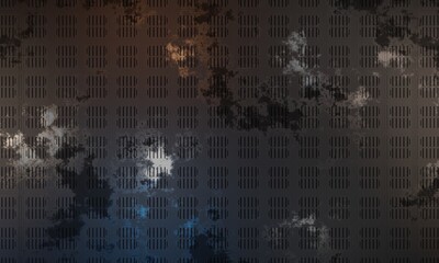 View of steel grating floor 3d rendering in dark scene wallpaper background
