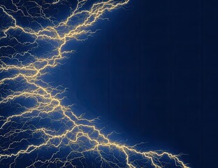 Lightning bolts frame a dark blue background