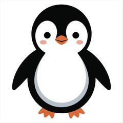 Cartoon Penguin Illustration with Black Body and White Belly
