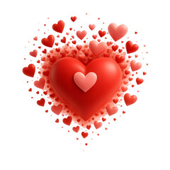 A large red heart surrounded by many smaller hearts on a black background a romantic Valentine's Day image
