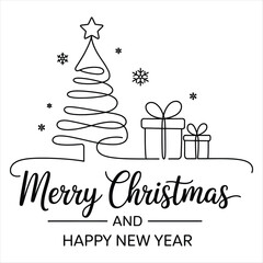 Black and White Christmas Tree Gifts and Holiday Greeting 1