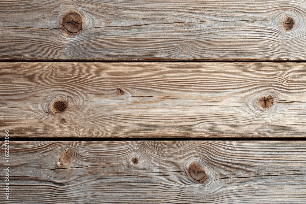 Poster wooden planks with knots and textured grain patterns form a rustic surface. ideal for background or 