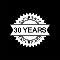 30 years experience icon isolated on black background